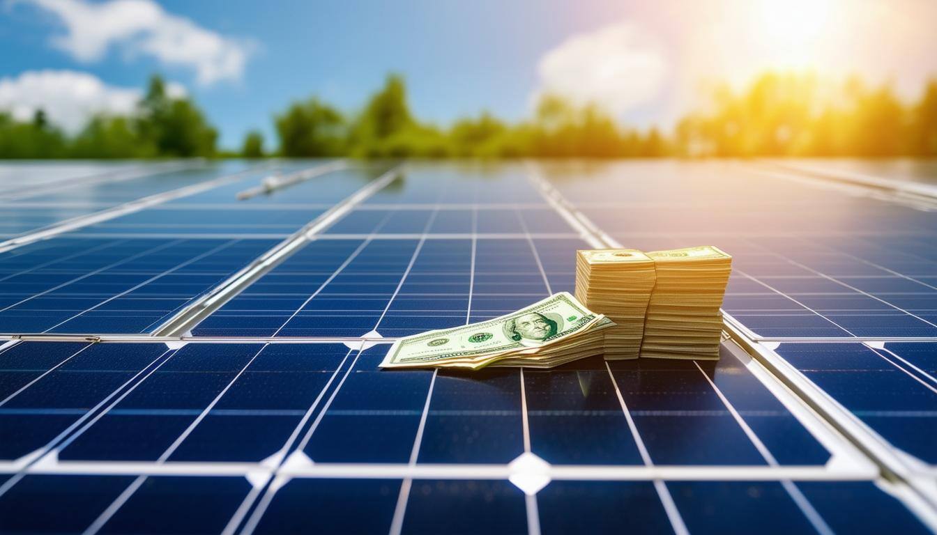 photo of solar panels generating money